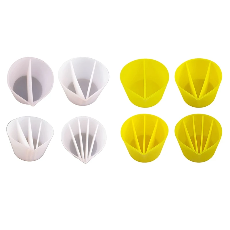 

4Pc Silicone Color Toning Cup For Paints Pouring Acrylic Paint Pour Cup 2/3/4/5 Channels Dividers DIY Epoxy Resin Tools White