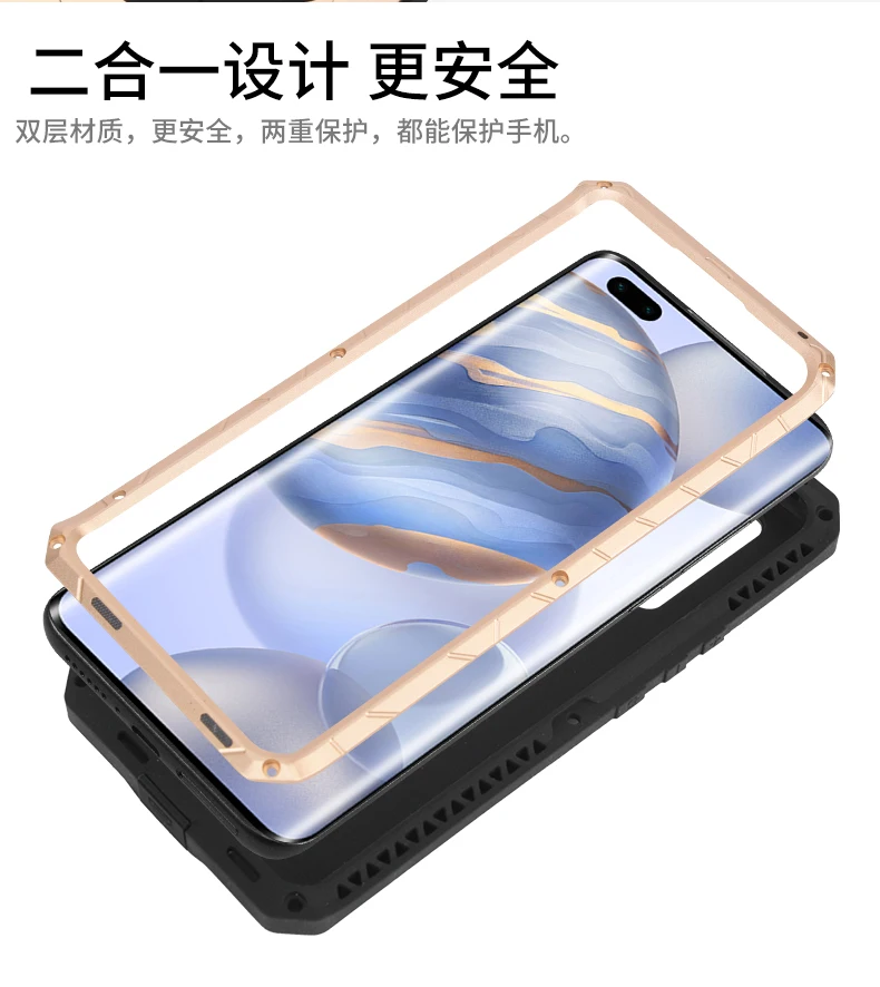 Imatch Aluminum Metal Silicone Shockproof Case For Huawei Mate 40 30 20 Pro Plus Dirt Shock Proof Cover For Honor 30 20 8x Pro