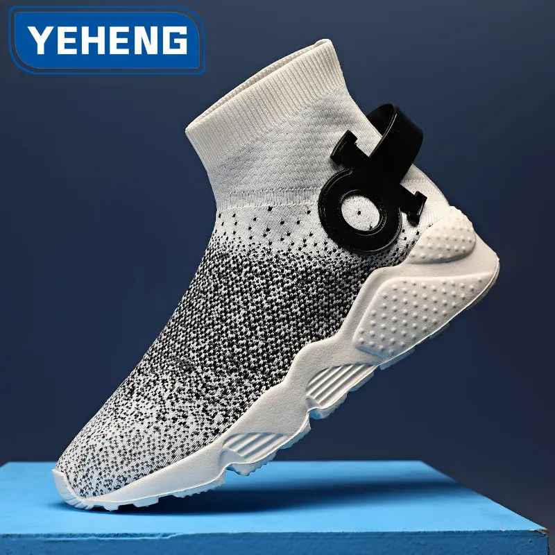 

Spring Autumn Men's Casual Shoes Sneakers Slip-On Socks Shoe Comfortable Breathable Lightweight High-Top Walking Flat Lazy Shoes