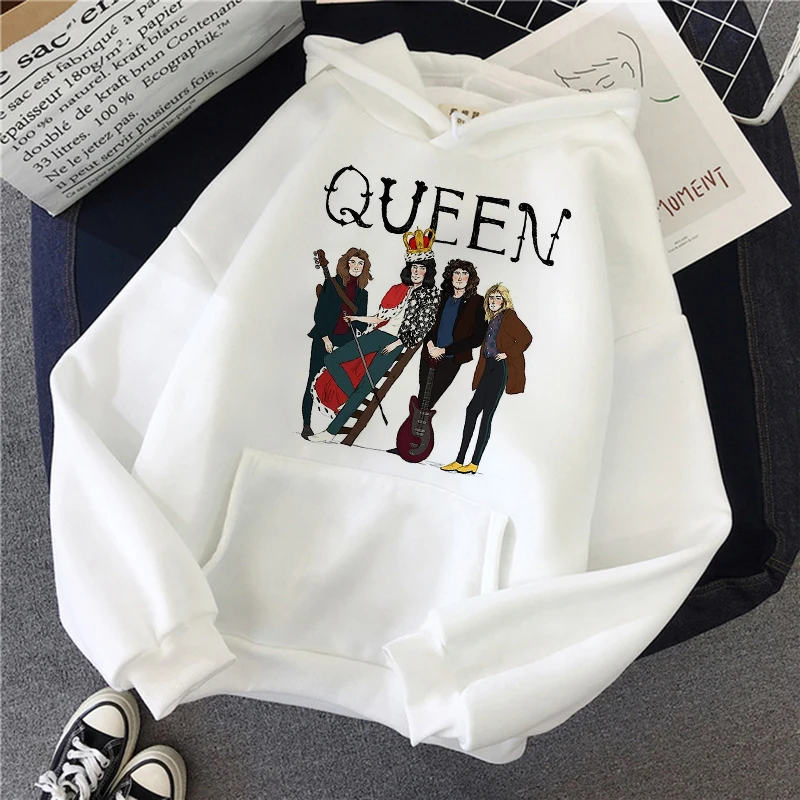 

Unisex Queen Band Hoodie Women Harajuku Fashion Hoodie Streetwear Freddie Mercury Print Funny Graphic Sweatshirt Female 90s girl