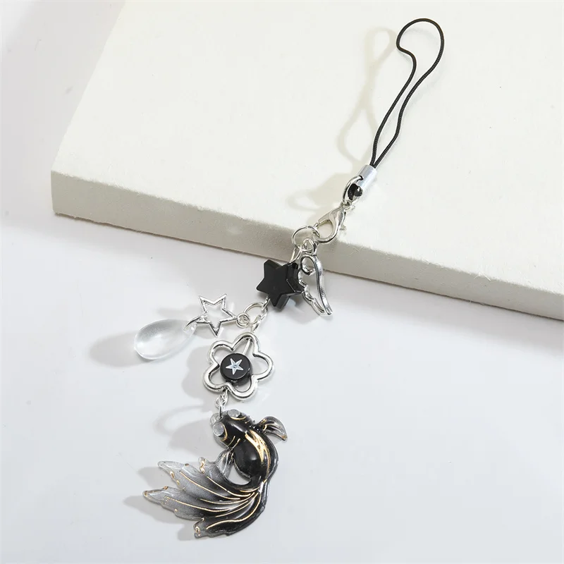 Модная цепочка для телефона с золотой рыбкой шнурок со звездой цветком бусинами