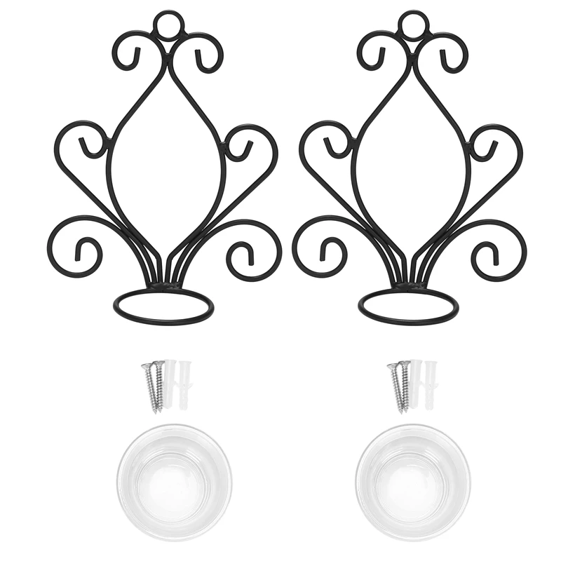 Candle Holders,Wall Mounted Tea Light Candlesticks,For Bedroom Bathroom Living Room Foyer Balcony Decoration,Black,2 Pcs