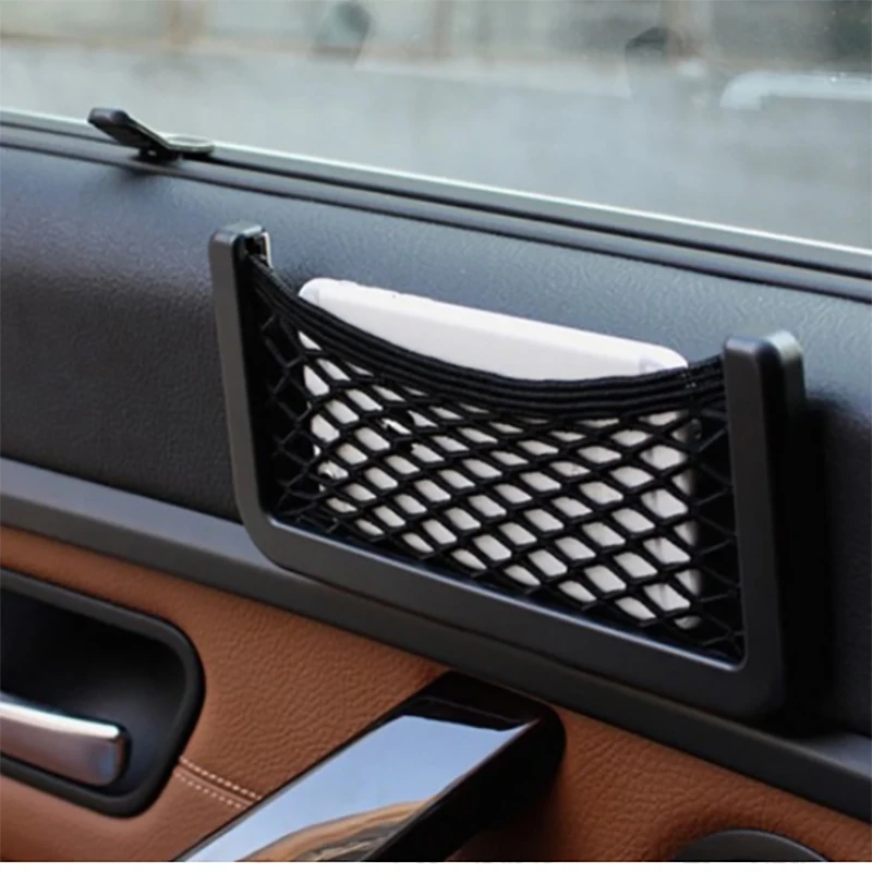 

Car Organizer Storage Bag Auto Back Rear Mesh Holder For Phone Paste Net Pocket Cellphone Mount Car Accessories 1PC