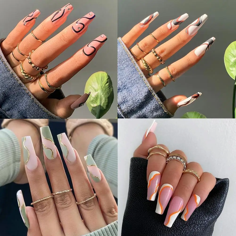 

Artificial Full Cover Long Coffin Fake Nail Plaque False Ballerina Nail French Nails Tips On Nail Press Y3o9