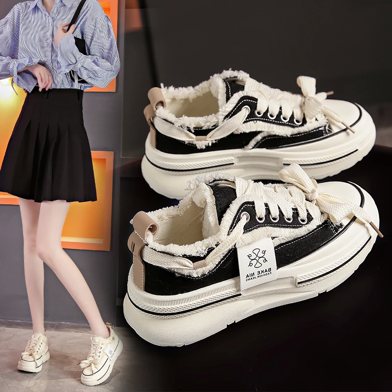 

Casual Woman Shoe Round Toe All-Match Clogs Platform Summer Creepers New 2023 Cross Espadrille Canvas Basic Cross-tied