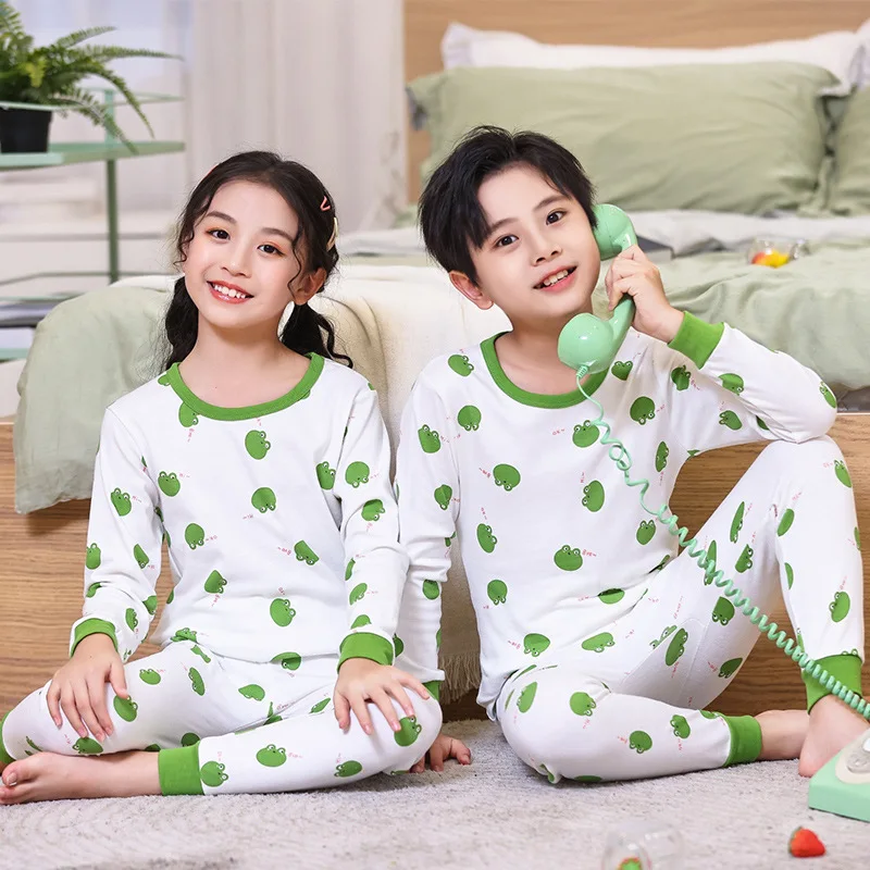 

3 6 9 12 14 Year Child Boy Girl Pajamas Cotton Sleepwear Tops Pants Clothing Sets for Teens Girls Pyjama Kids Animal Pijamas