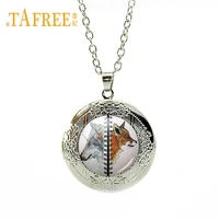 new fox statement necklace clip art glass gems dome pendant necklaces for women men charms party jewelry gift wf55