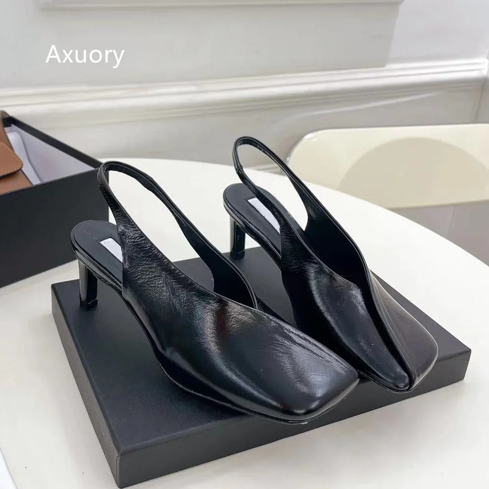 2023 Women's Square Toe High Heels Solid Color Sexy high heels Sexy Party Dress Shoes Genuine Leather Fashion Style