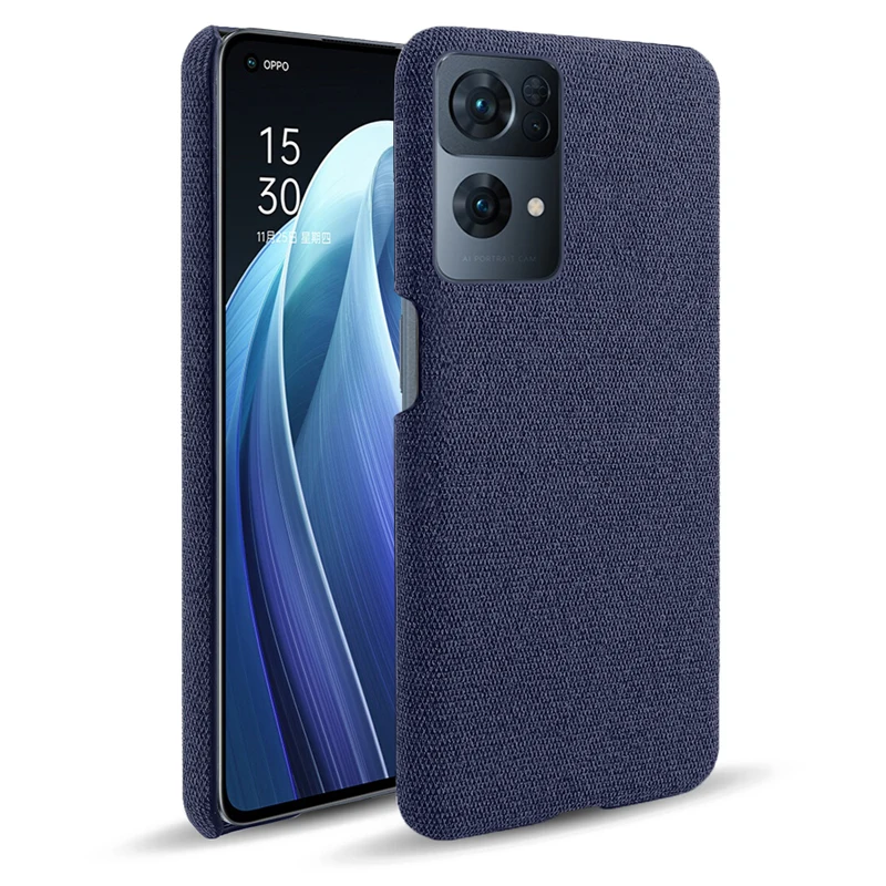 

For OPPO Reno 7 5G Case Hard PC Anti-slip Ultra Thin Woven Textile Fabric Cloth Back Cover For Reno 7 Pro 5G Coque