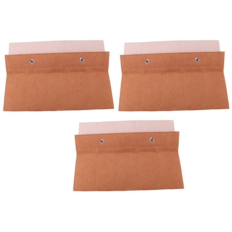 

3X Glasses Organizer Sunglasses Organizer Storage Hanging Bag Sunglasses Display 15 Slot Eyewear Holder Beige+Brown