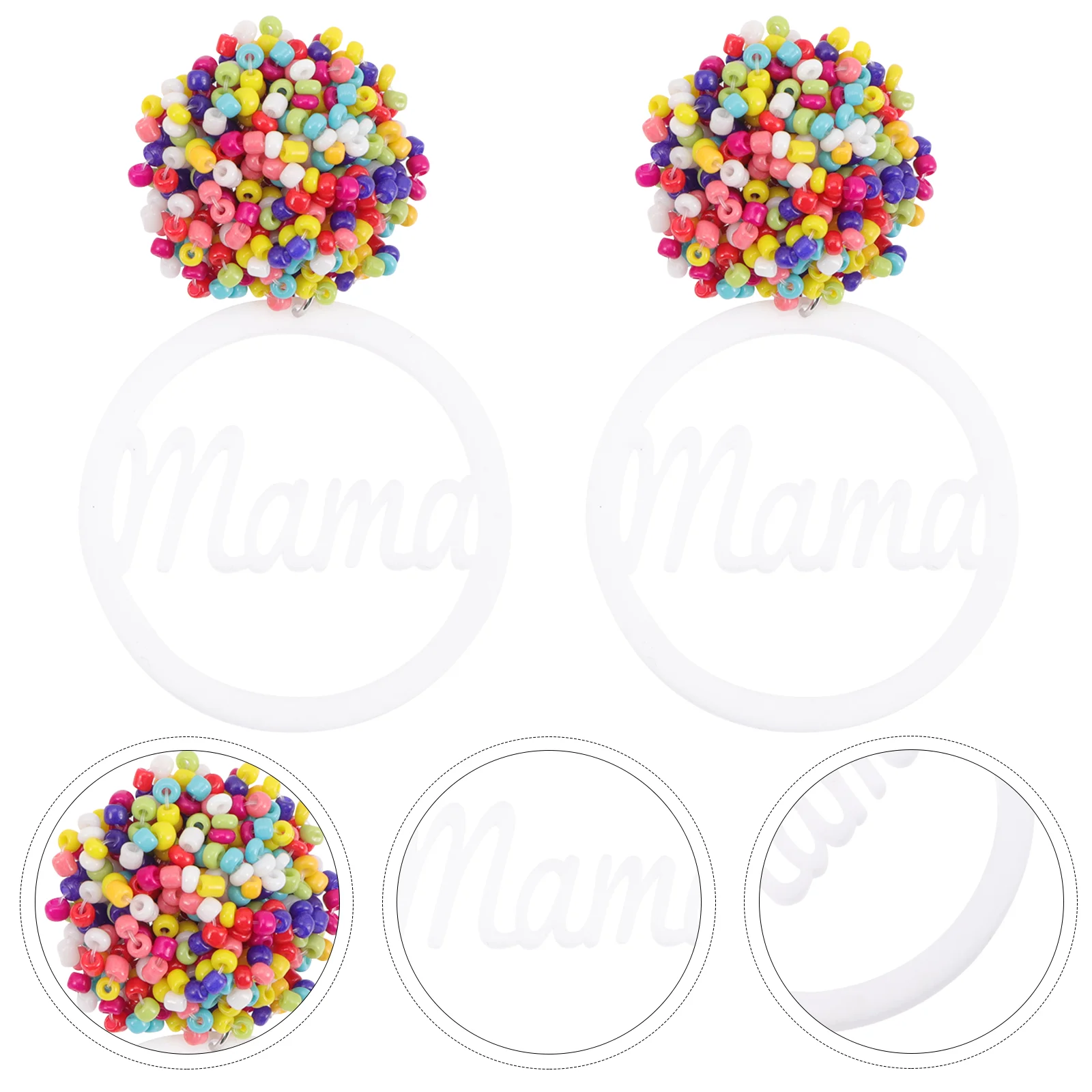 

1 Pair Colorful Rice Bead Ear Studs Decorative Mother's Day Ear Jewelries