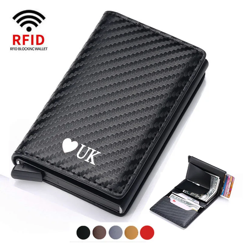 

Personalized Letter Name Gift for Father's Day Men Carbon Fiber RFID Blocking Bank ID Credit Card Holder Custom Gifts for Him