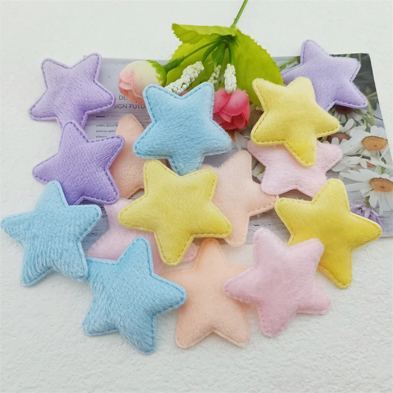 

200Pcs 5CM Furry Felt Star Patches Appliques For Clothes Hat Shoes Sewing Supplies Handmade DIY Headwear Clips Accessories