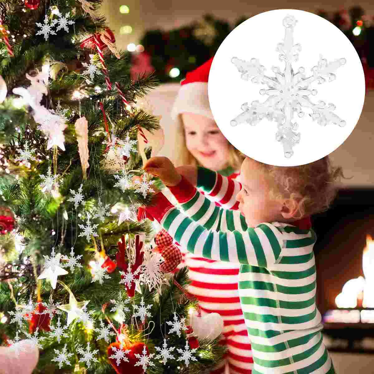 

18Pcs Artificial Snowflake Shape Pendant Xmas Clear Acrylic Hanging Decorations