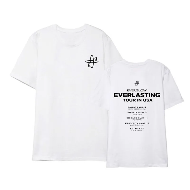 Camiseta de manga corta de Kpop EVERGLOW Everlasting Tour en EE. UU., ropa de calle de Hip Hop Harajuku, ropa holgada k-pop