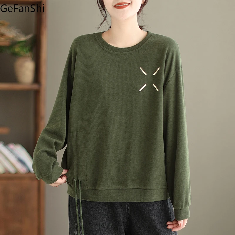 

Женская футболка с длинным рукавом, однотонная Повседневная футболка для офиса, весна-осень 2023