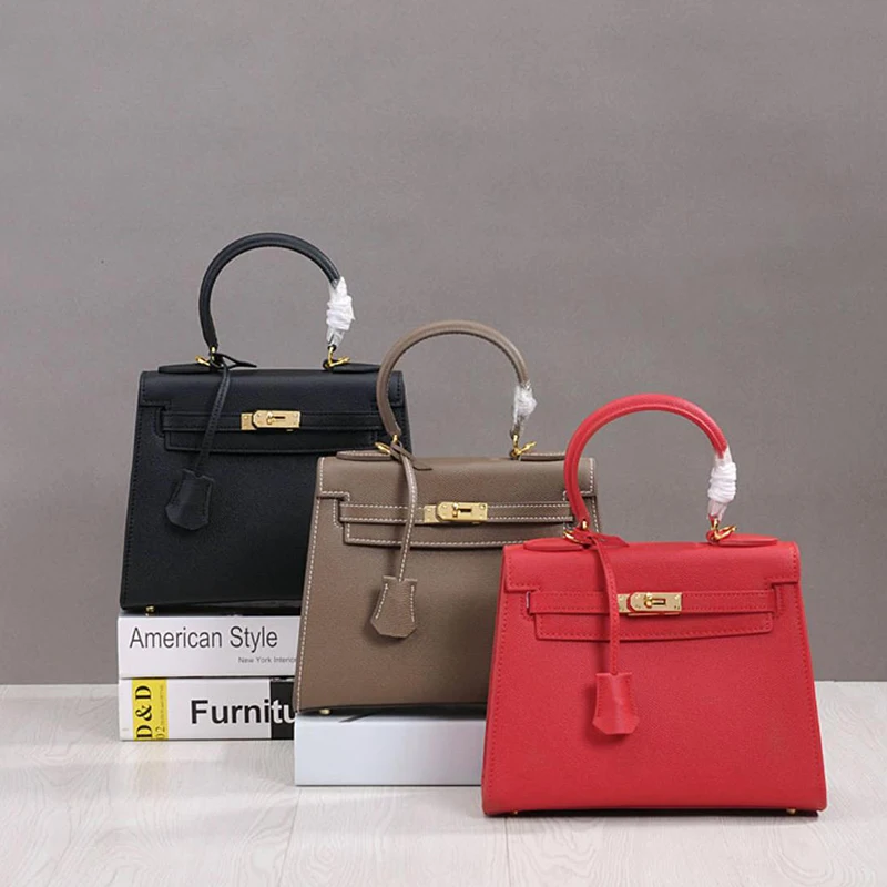 

2022 Luxury Leather Women Bags Handbags Brand Designer Shoulder Crossbody Bag Genuine Leather Cowhide Tote Lady Mini Kelly Bag