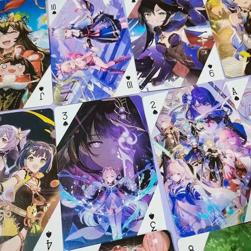 

55 Pcs/Set Anime Genshin Impact Poker Cards Toy Yoimiya Ayaka Kazuha Cosplay Board Game Playing Cards With Box Collection Gifts