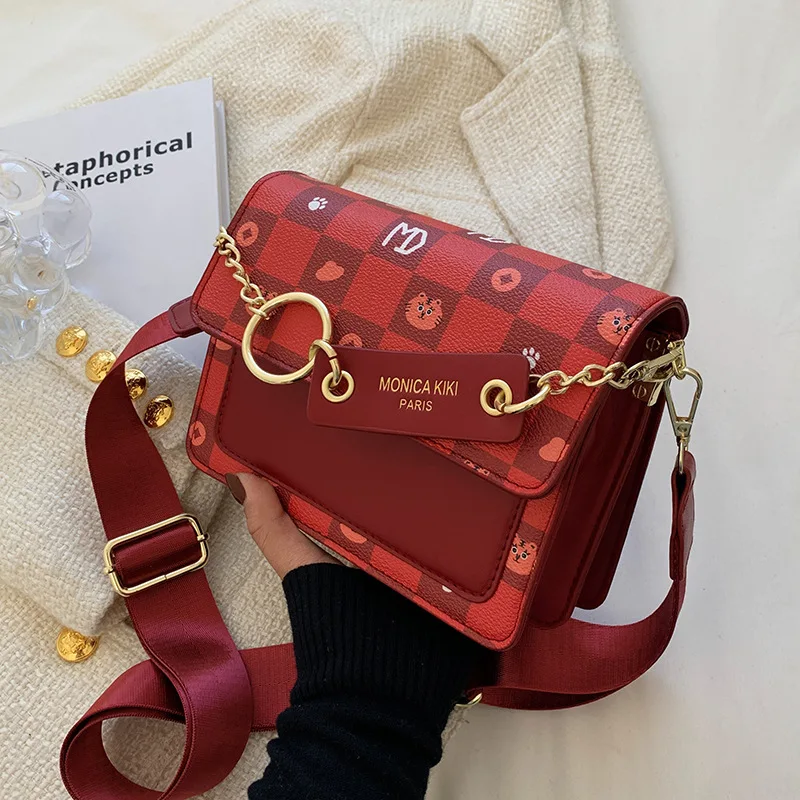 

Летние сумки через плечо для женщин, женская сумка с клапаном, модная роскошная дизайнерская женская сумка в клетку, трендовые женские сумк...