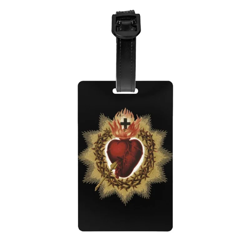 

Персонализированные ярлыки для багажа с изображением Священного Сердца, ярлыки для багажа с защитой конфиденциальности, христианская вера, ярлыки для багажа, чемодан