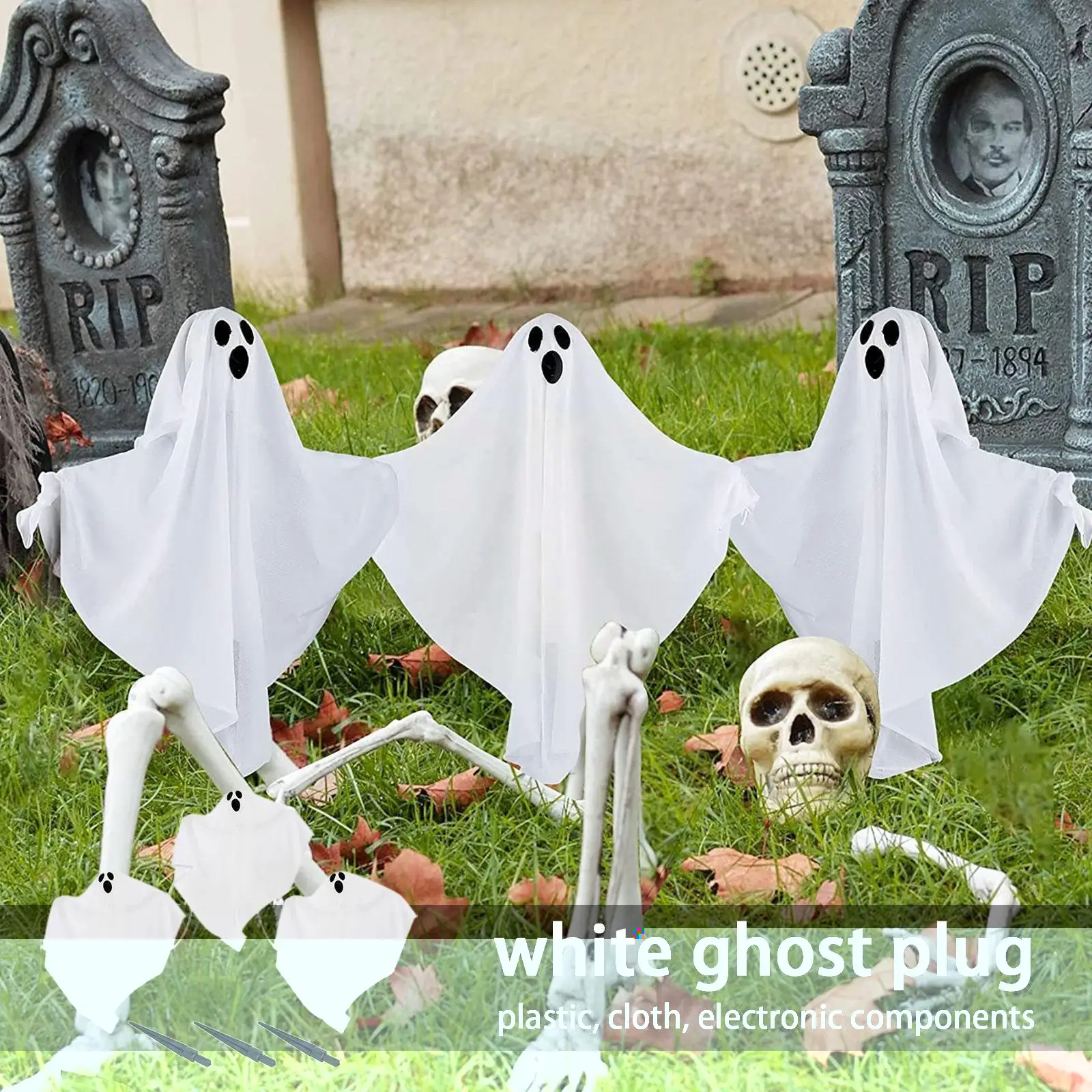 

Реквизит для Хэллоуина Красочные огни для вставки маленьких призраков Черный Уличный декоративный белый привидение принадлежности призра...