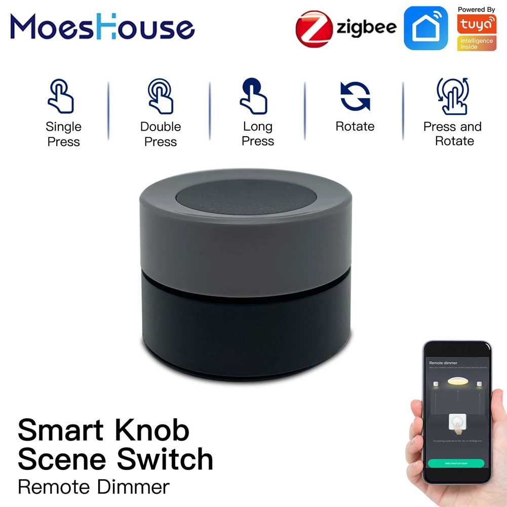 

New Tuya ZigBee Smart Knob Switch Wireless Scene Switch Button Controller Battery Powered Automation Scenario Smart Life App