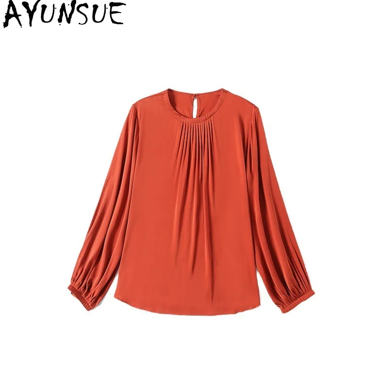 Женская блузка из шелка тутового шелкопряда свободного покроя