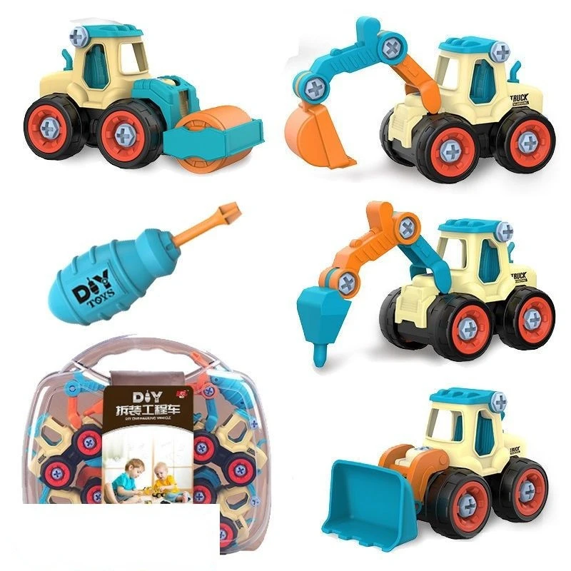 

4pcs DIY Construction Engineering Car Fire Truck Screw Build and Take Apart Great for Kids Boys/Girl Present Toy New