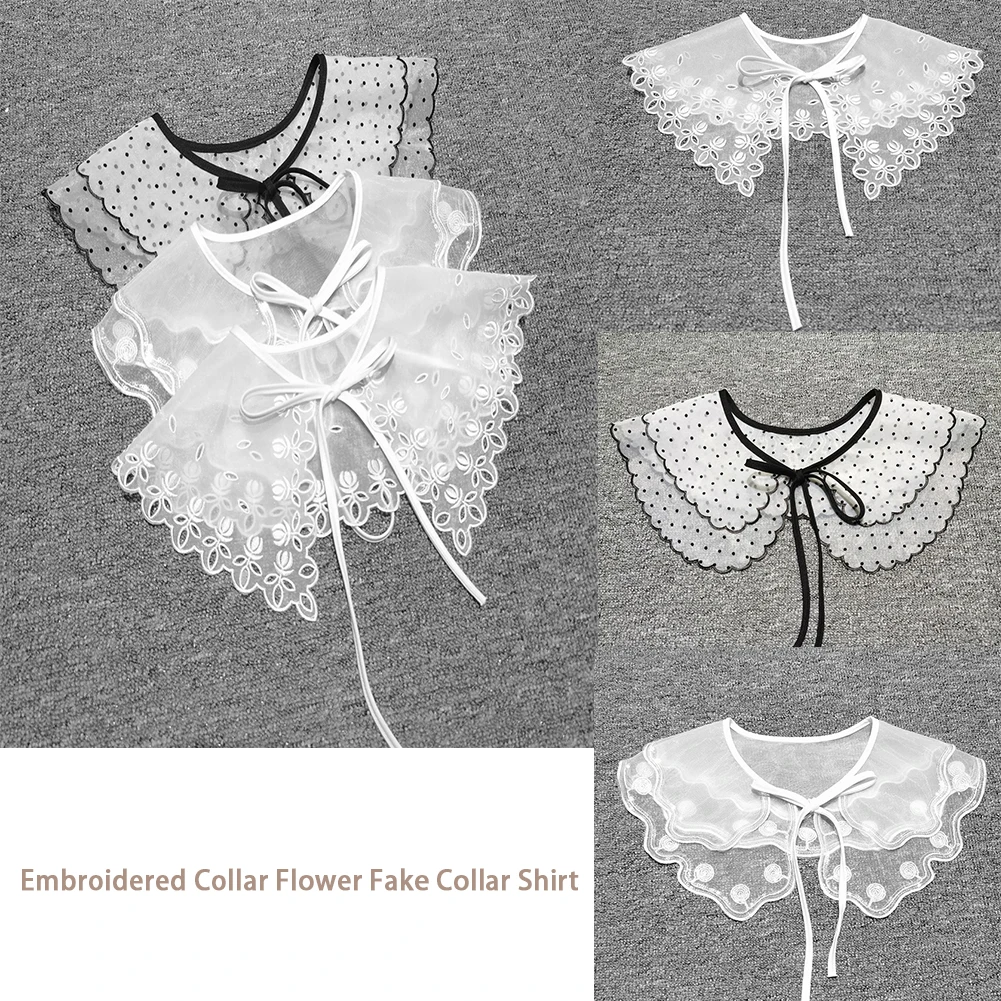 

False Lace Shirt Collar Female Adjustable Blouse Sweater Neckline Detachable Lace-up Decor Collar Clothing Accessories галст