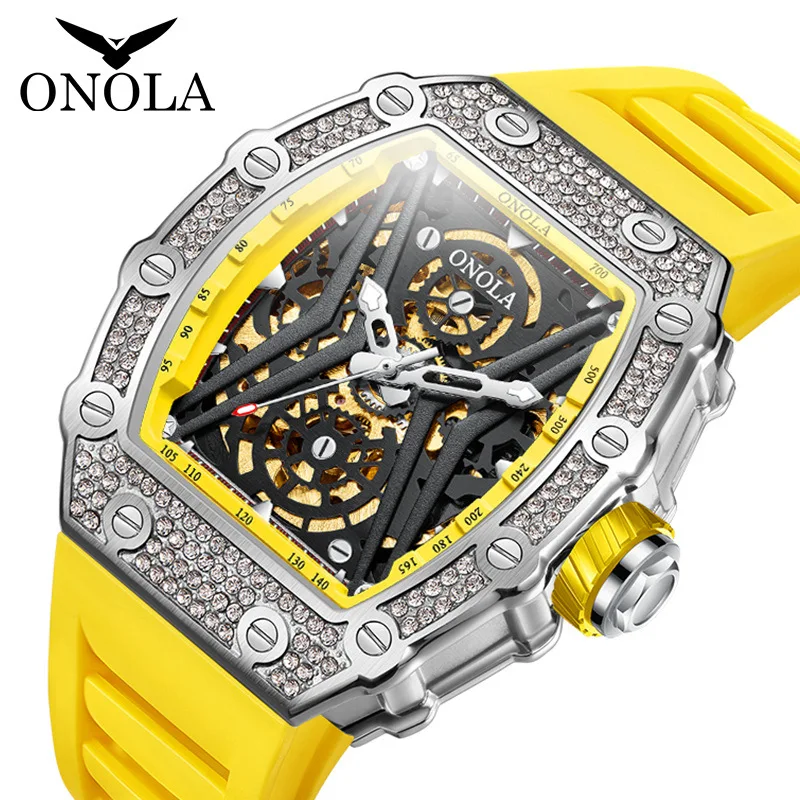 

Часы наручные ONOLA ON3828D Мужские автоматические, модные роскошные водонепроницаемые механические, с квадратным циферблатом и вырезами