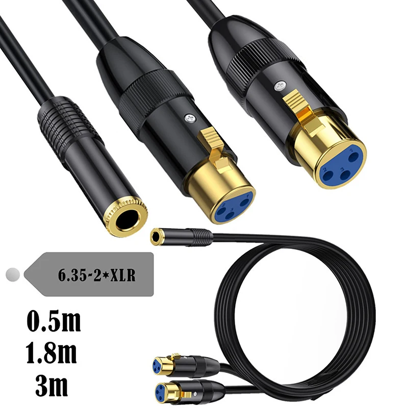 2в1 6 35 мм мама на XLR 3-контактный удлинительный кабель для студийного микрофона