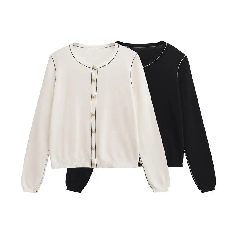 Свитер TRAF осенний женский свитер 2024 новый эластичный облегающий кардиган модный