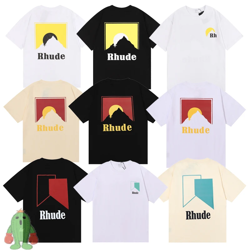 

2023 Y2K Summer Rhude Tshirts High Quality Cotton Oversize Top Tees Men Women Oversized Rhude T-shirt