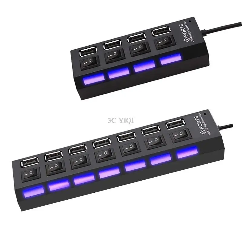 

USB HUB to 7 ports with buttons on and off USB 2.0 splitter USB hub for winodws Mac ports hub laptop accessories
