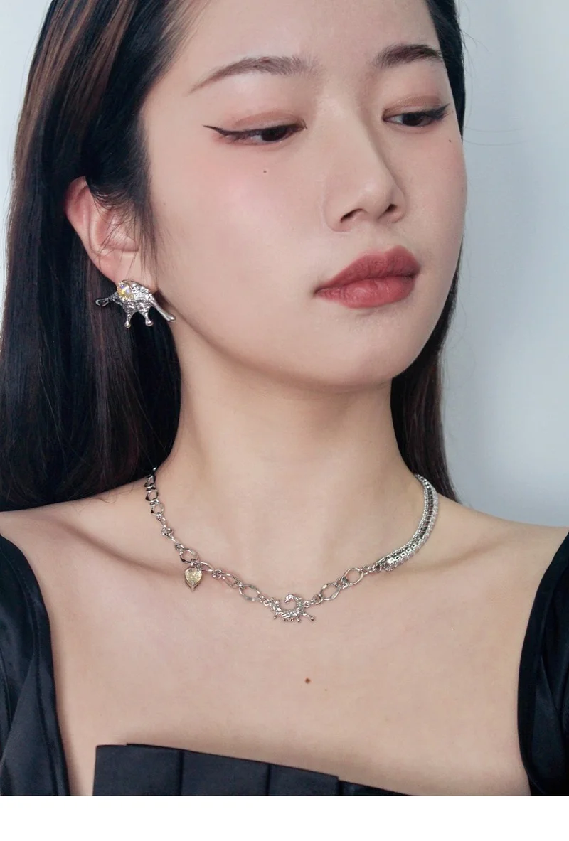

Timeless Wonder Pave Zirconia Geo Chains Necklace for Women Designer Jewelry Goth Trendy Ins Rare Korean Gift Set Top Mix 4022