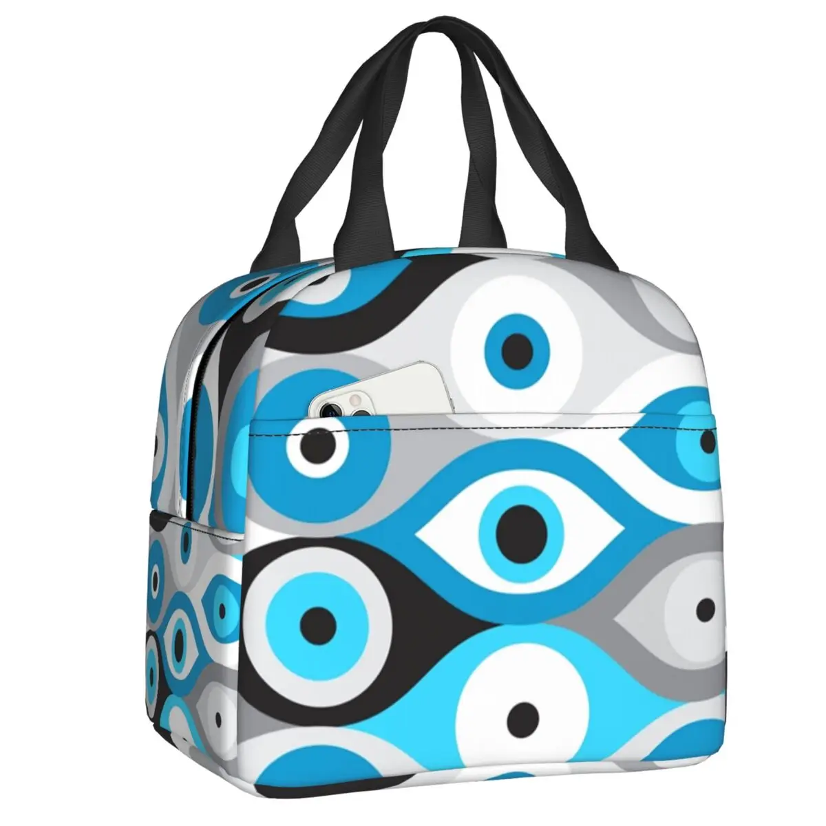 

Теплоизолированный Ланч-бокс с греческим изображением сглаза, Блюз и Грей, портативный турецкий амулет, охладитель, термальный Ланч-бокс дл...