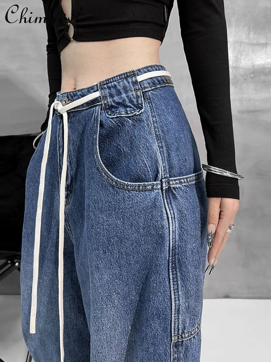 

High Street Wide Leg Pants for Women Fashion Design High Waist Slimming Loose Straight Jeans 2023 Spring and Autumn New