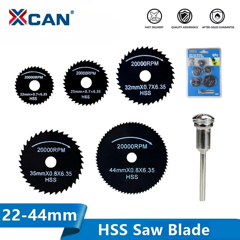 XCAN 6/7/8pcs Mini Circular Saw Blade Set HSS Cutting Disc Rotary Tool Accessories for Dremel Compatible Wood Plastic Aluminum