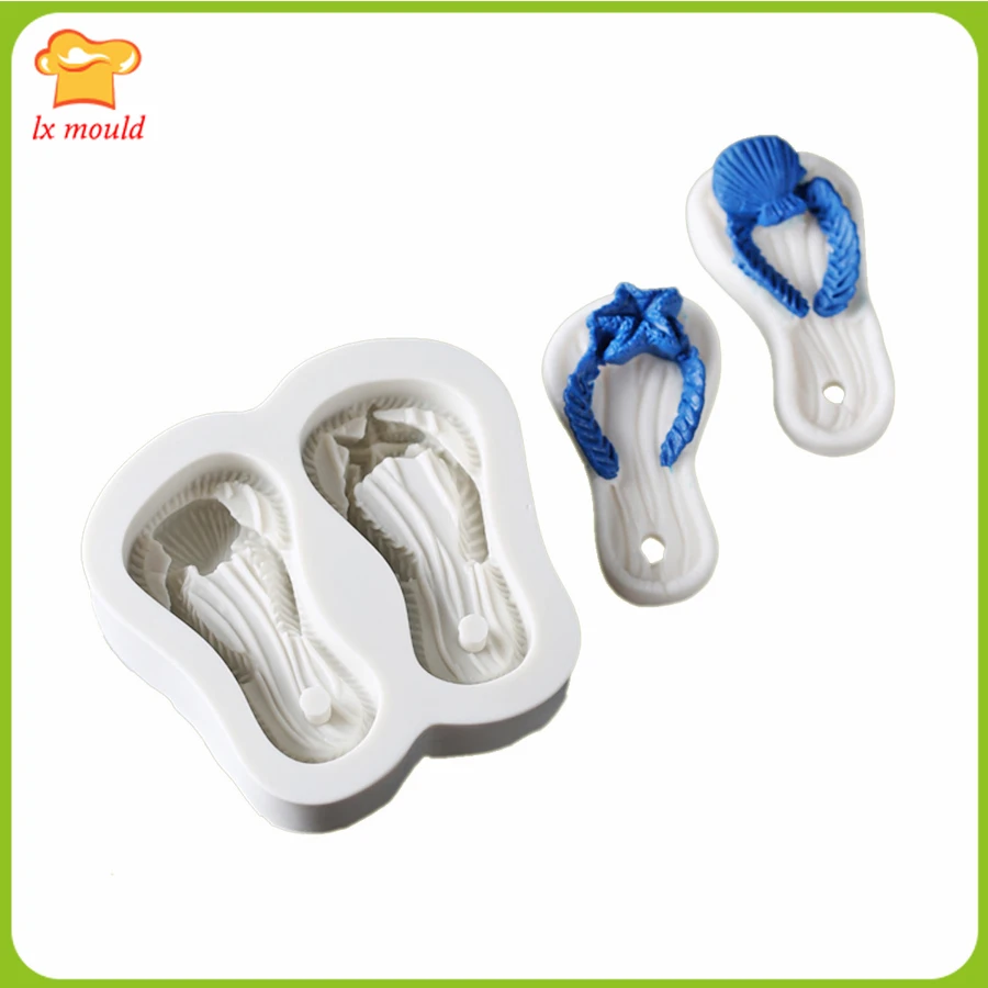 

Sea & Star Ocean Shell Slippers Silicone Moulds 2 Hole Aromatherapy Gypsum Mould Fondant Cake Decoration Molds