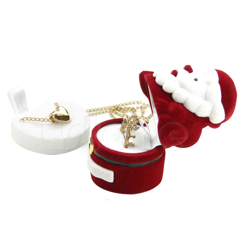 

F42F Sweet Santa Ring Earring Ear Storage for Case Jewellery Container Box