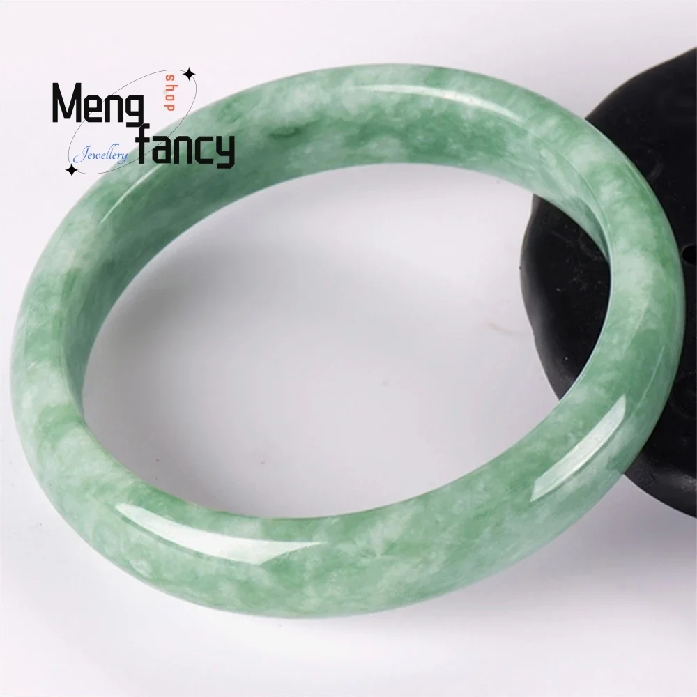 Натуральный жадеит светло-зеленый нефритовый браслет с плавающим цветком