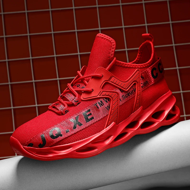 Mesh Blade Shoes Men Lace Up Cushion Casual Shoes Super Light Sports Trainers Flying Woven Breathable Man Tenis Shoes Big Size