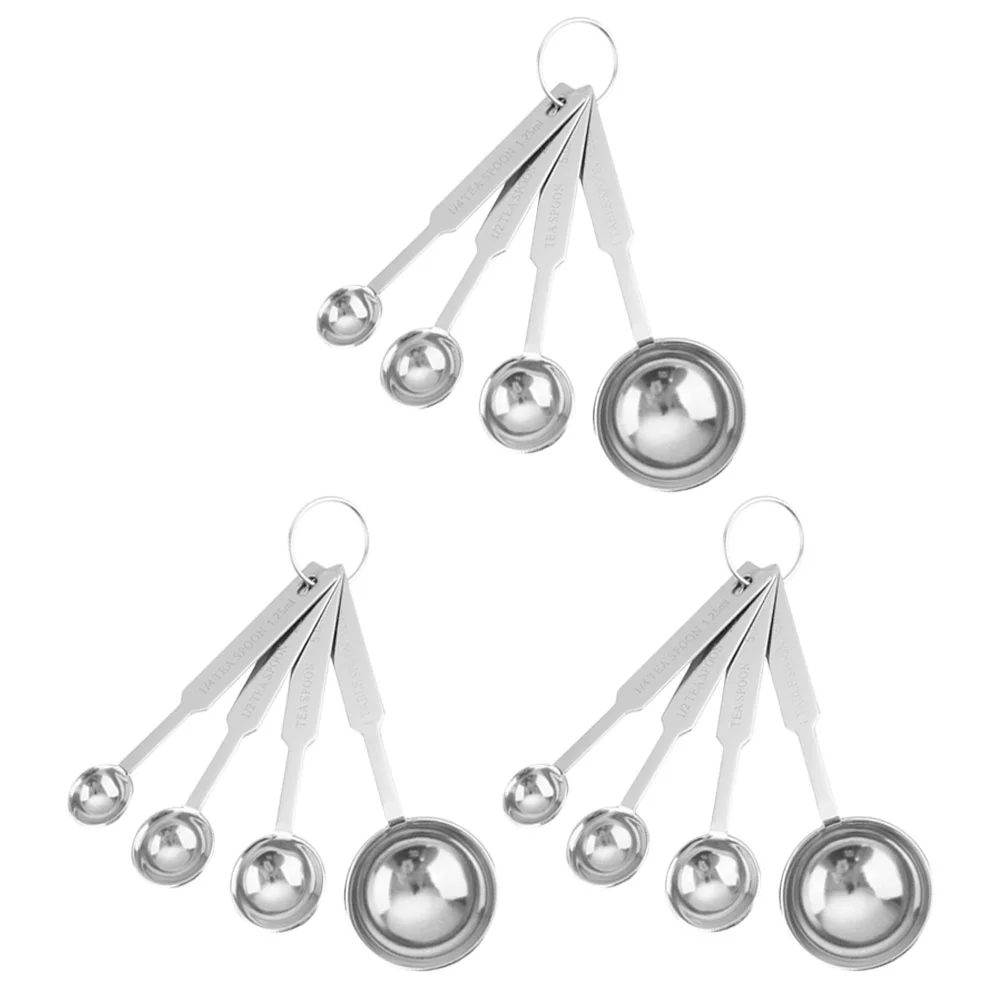 

12 Pcs Graduated Measuring Spoon Metal Spoons Stainless Steel Cups Kitchen Utensil Sets Gadgets Tools Stackable Baking
