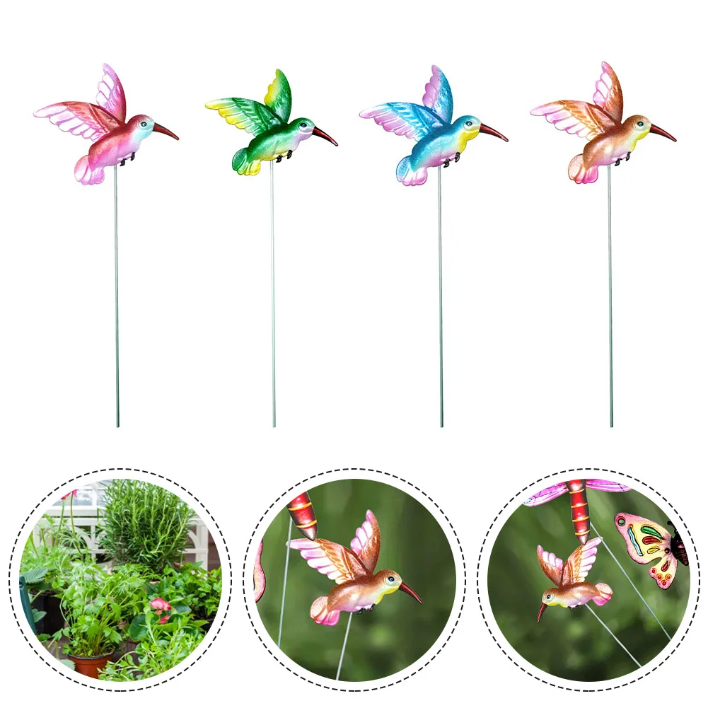 

Metal Hummingbird Stakes Butterflies Bird Art Sculpture Outdoor Iron Ornament Garden Stake Garden Home Decoration