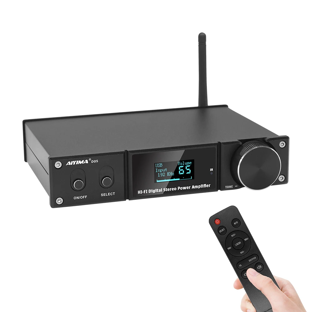

AIYIMA D05 2.1CH APTX 120Wx2 BT 5.0 Power Amplifier DAC Subwoofer Amp