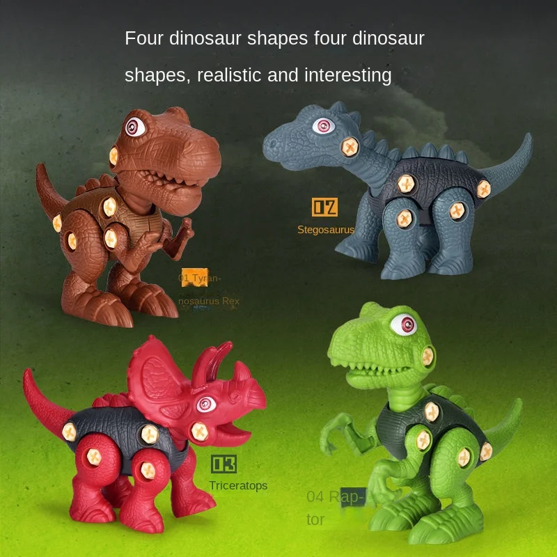 

Dinosaus Assemble Toys For Children Plastics Electric Drill Screw & Nut Kids Toy Set dinosaurio Blocks Funny Animals Bricks