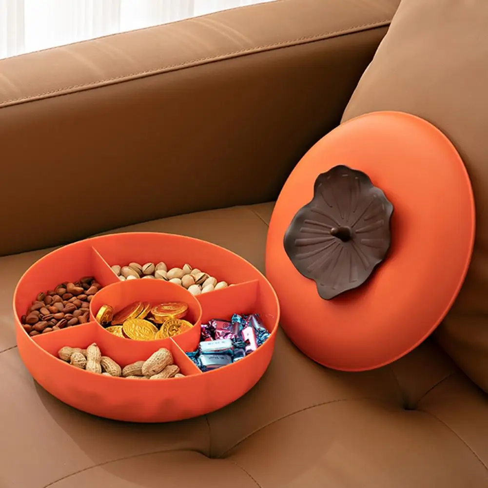 Practical Nuts Case Large Capacity Wide Application Persimmon Appearance Nuts Case  5-Grid Candy Box for Living Room