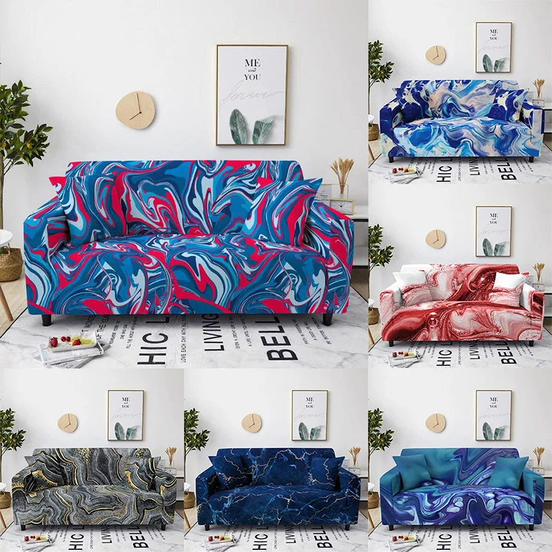 

Marble Pattern Elastic Cough Cushion Cover Washable Anti-fouling Sofa Towel Armchair Sofa Covers for Living Room Funda Para Sofa
