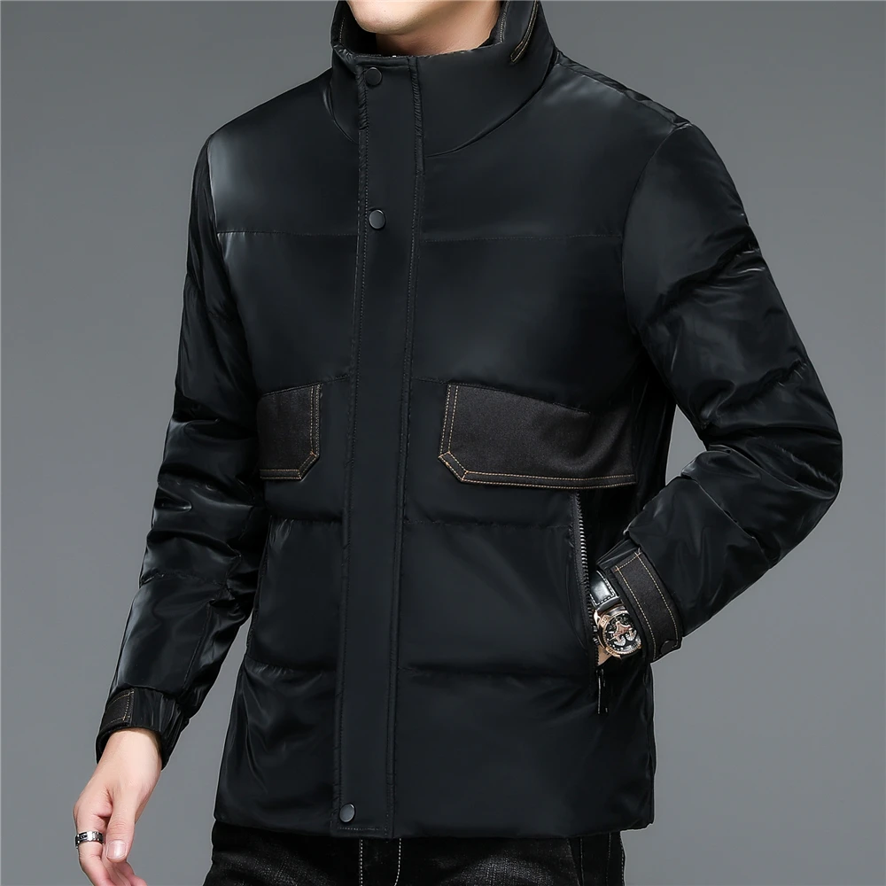COODRONY Brand 90% Gray Duck Down Jacket Men Clothing Winter New Arrival Stand Collar PU Windbreaker Coat Thick Warm Parka Z8173
