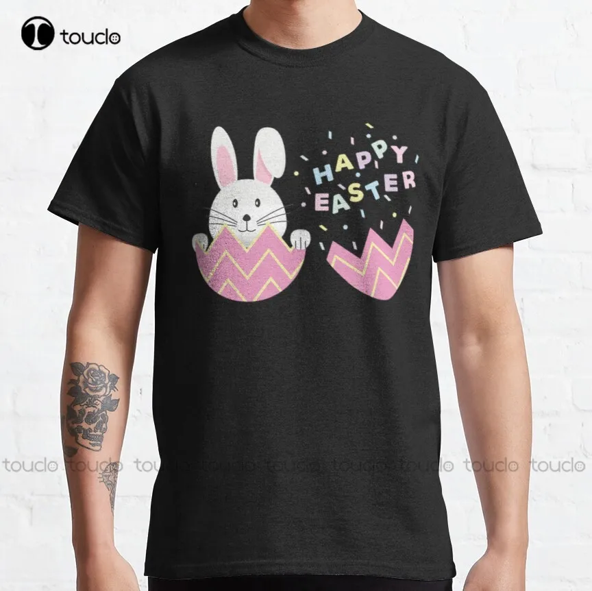 

Счастливая Пасха Классическая Футболка мужская белая женская Подростковая футболка унисекс с цифровой печатью женский подарок на заказ